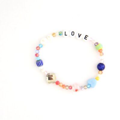 "LOVE" positives Affirmations Armband bunte Glasperlen Millefiori – Bild 7
