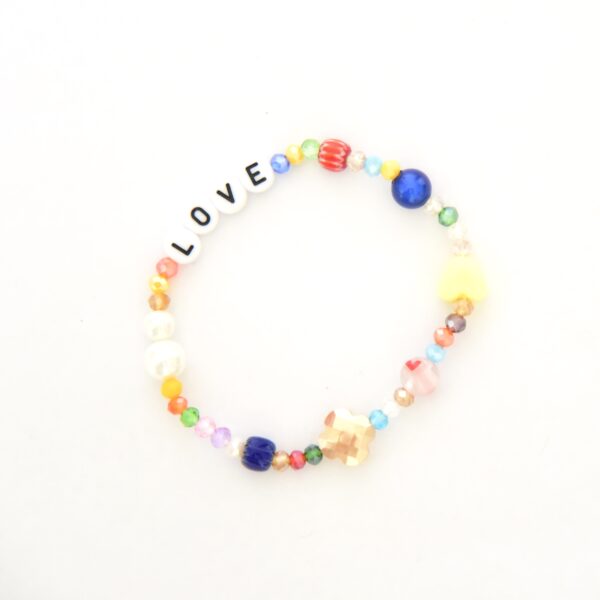 "LOVE" positives Affirmations Armband bunte Glasperlen Millefiori – Bild 4