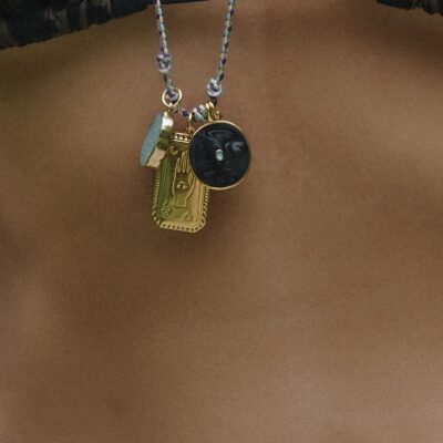 "Make a wish" Bettelkette Stoffbandkette mit Anhänger Konvolut – Bild 2