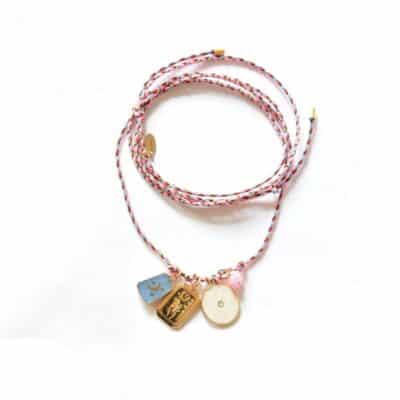 "Make a wish" Blau durchsichtiger Achat Mond/Sterne Bettelkette Stoffbandkette mit Anhänger Konvolut – Bild 2