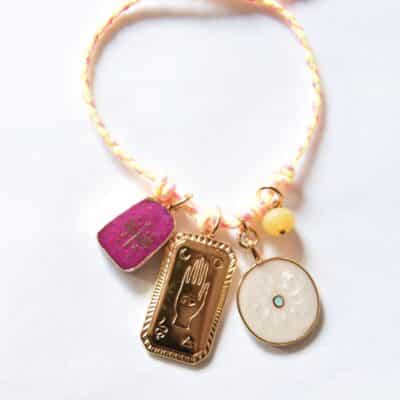 "Make a wish" Libelle PINK Bettelkette Stoffbandkette mit Anhänger Konvolut – Bild 7