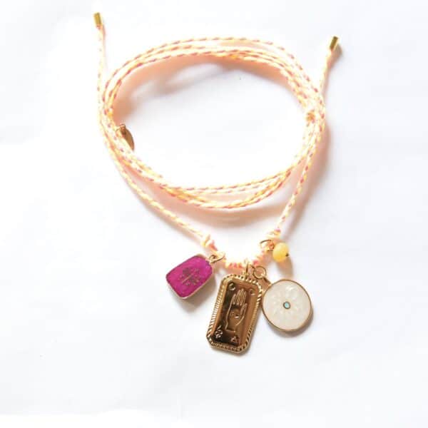 "Make a wish" Libelle PINK Bettelkette Stoffbandkette mit Anhänger Konvolut – Bild 8