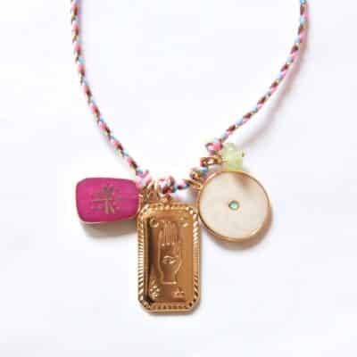"Make a wish" Libelle PINK Bettelkette Stoffbandkette mit Anhänger Konvolut – Bild 5