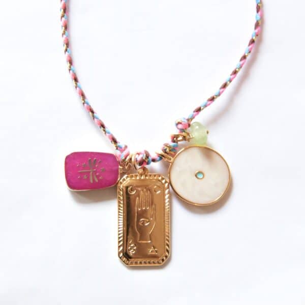 "Make a wish" Libelle PINK Bettelkette Stoffbandkette mit Anhänger Konvolut – Bild 5