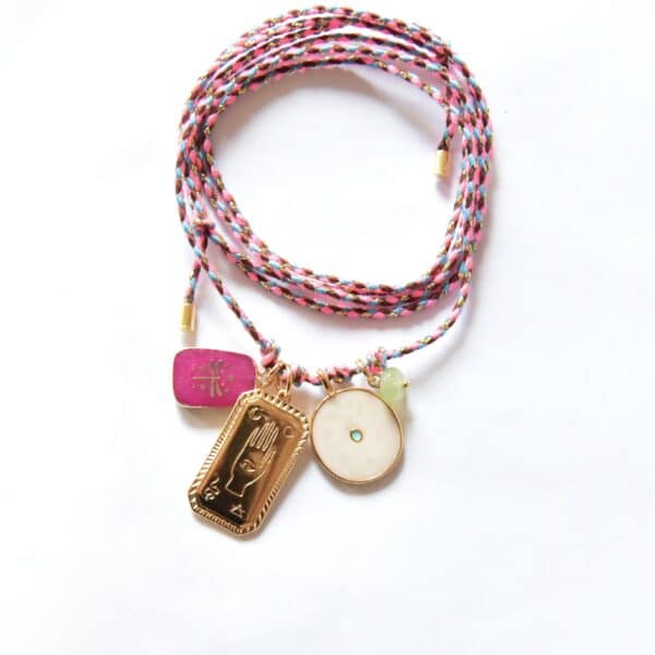 "Make a wish" Libelle PINK Bettelkette Stoffbandkette mit Anhänger Konvolut – Bild 6