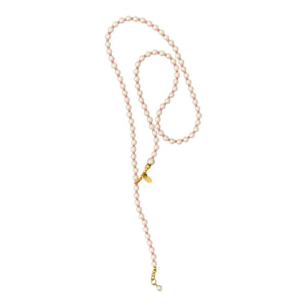 Halskette AIDA aus weißen Perlen mit pink farbenen Highlights und Zuchtperle – Bild 3