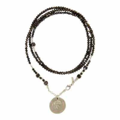 Neue Farbe ! Allrounder, Halskette Cleo in schwarz braun mit Münze Coin
