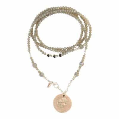 Halskette Cleo in grau Opal mit Münze Coin, Allrounder – Bild 3