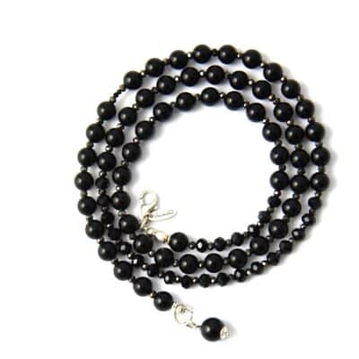 89 cm Schwarze Onyx Halskette "AIDA"  Schmuckstück Allrounder schliche Basiskette mit Onyx Kugel Anhänger (Kopie) – Bild 3