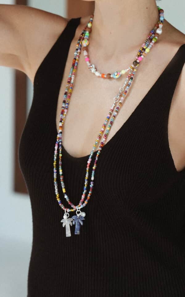 MUSTER Blaue Variante, Sommer Must Have Halskette mit Edelstein Palme – Bild 9