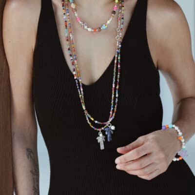 MUSTER Rosa  Variante, Sommer Must Have Halskette mit Edelstein Palme aus Rosenquarz