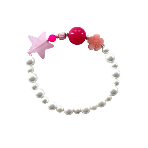 KAORI Pink weißes Perlen Armband mit Jade und Millefiori Glasperlen