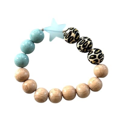 Kugel Armband Hellblau Leopard Perlen