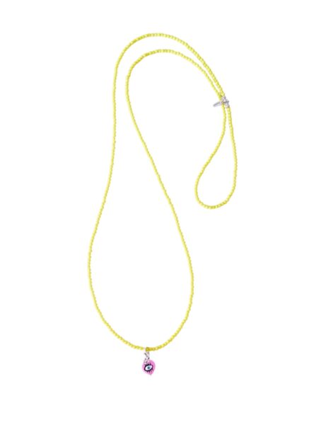 Longkette LEMON aus Glasschliffperlen mit Herz Anhänger in Pink – Bild 2