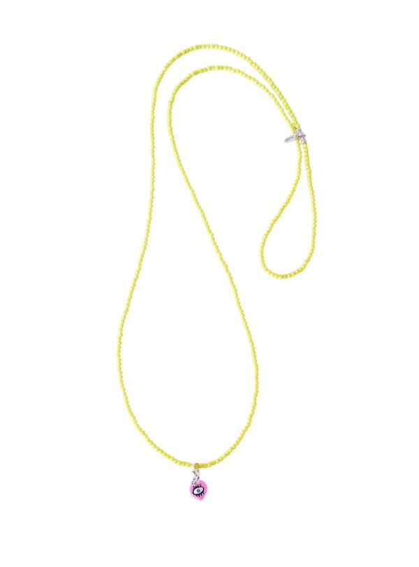 Photoroom_001_20250404_150050 Longkette LEMON aus Glasschliffperlen mit Herz Anhänger in Pink – Bild 2