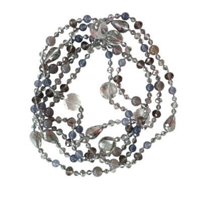 LANGE Dreifach wickelbare Hippiekette Lizzy in Grau Blau Stylisch ohne Münze ✪ Ibiza Style ✪ zum Knoten und Wickeln