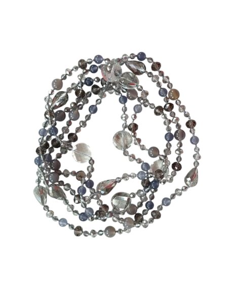 LANGE Dreifach wickelbare Hippiekette Lizzy in Grau Blau Stylisch ohne Münze ✪ Ibiza Style ✪ zum Knoten und Wickeln