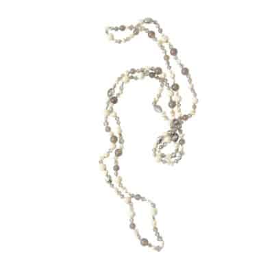 Beige Grau LANGE Dreifach wickelbare Hippiekette Lizzy ohne Münze ✪ Ibiza Style ✪ zum Knoten und Wickeln – Bild 3