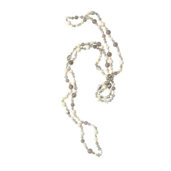 Beige Grau LANGE Dreifach wickelbare Hippiekette Lizzy ohne Münze ✪ Ibiza Style ✪ zum Knoten und Wickeln – Bild 3