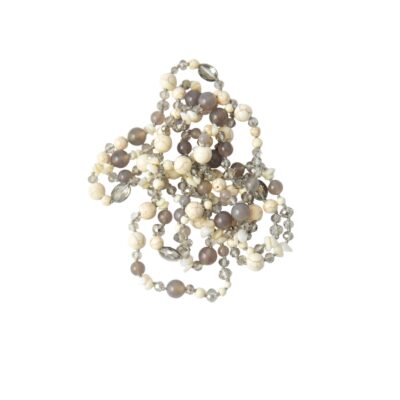 Beige Grau LANGE Dreifach wickelbare Hippiekette Lizzy ohne Münze ✪ Ibiza Style ✪ zum Knoten und Wickeln – Bild 2