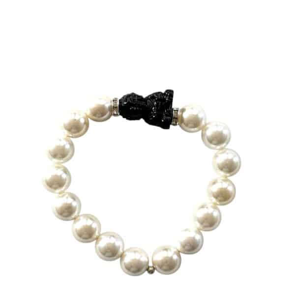 Perlen Armband HAPPY BUDDHA schwarz weiß – Bild 3