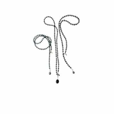 80 cm Silberblau grau Zuchtperlenkette Halskette "AIDA"  Schmuckstück Allrounder schliche Basiskette mit Barockperle Anhänger mit großem schwarzen Muschelkern Tropfen – Bild 5