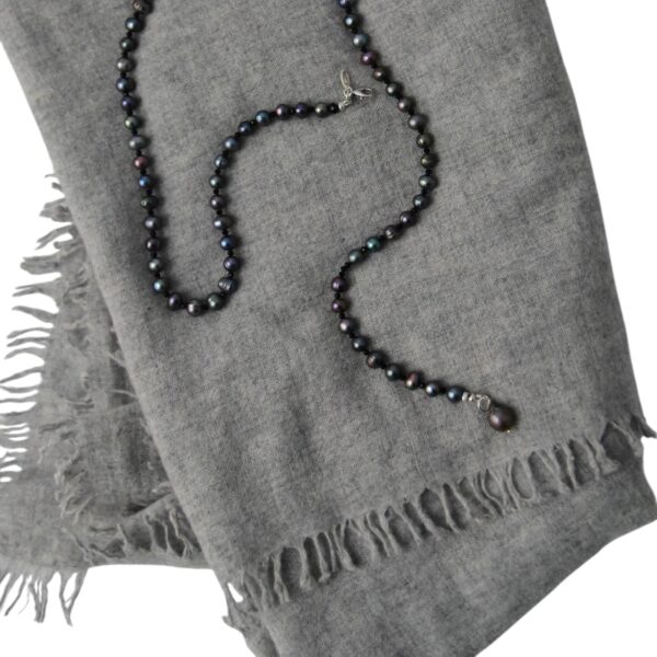 80 cm Schwarze Zuchtperlenkette Halskette "AIDA"  Schmuckstück Allrounder schliche Basiskette mit Barockperle Anhänger – Bild 6