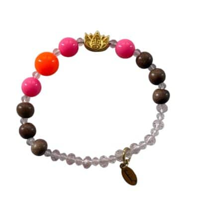 Rosenholz Armband mit Lotusblüte in Pink Orange