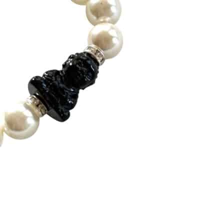 Perlen Armband HAPPY BUDDHA schwarz weiß – Bild 2