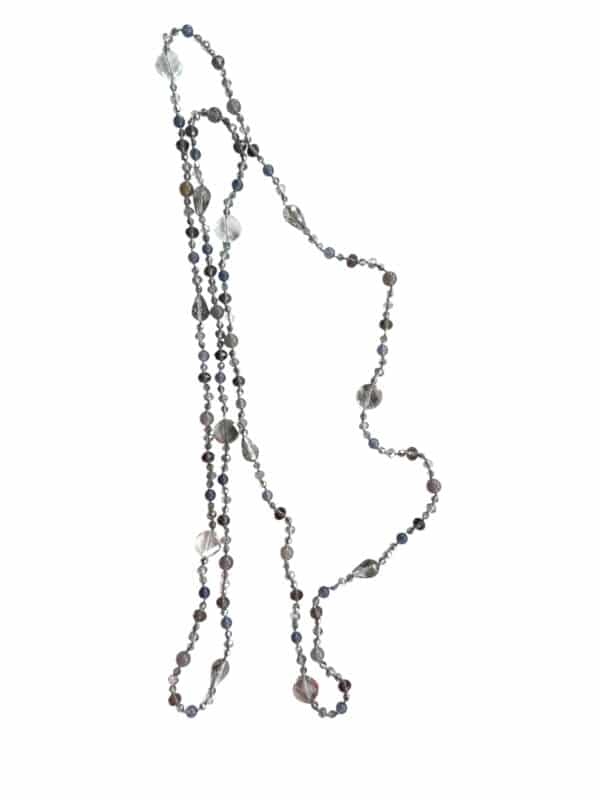 LANGE Dreifach wickelbare Hippiekette Lizzy in Grau Blau Stylisch ohne Münze ✪ Ibiza Style ✪ zum Knoten und Wickeln – Bild 3