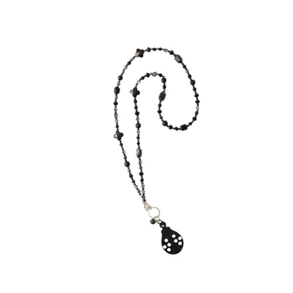 Maikäfer/Glückskäfer schwarzer Horn Verstellbare Kristall Halskette in Schwarz mit poliertem Horn Anhänger – Bild 4