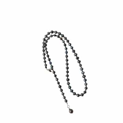 80 cm Schwarze Zuchtperlenkette Halskette "AIDA"  Schmuckstück Allrounder schliche Basiskette mit Barockperle Anhänger – Bild 5