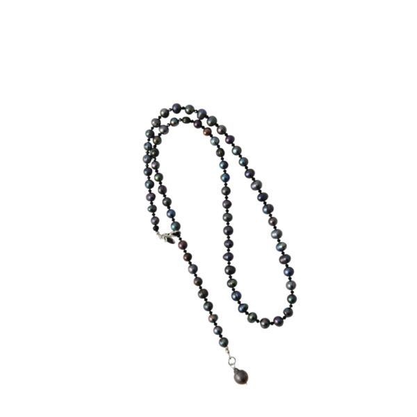 80 cm Schwarze Zuchtperlenkette Halskette "AIDA"  Schmuckstück Allrounder schliche Basiskette mit Barockperle Anhänger – Bild 5