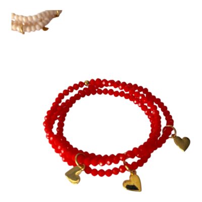 Einreihiges Armband ORANGE aus Glasschliffperlen mit einem kleinem vergoldeten Herz Anhänger (Kopie)
