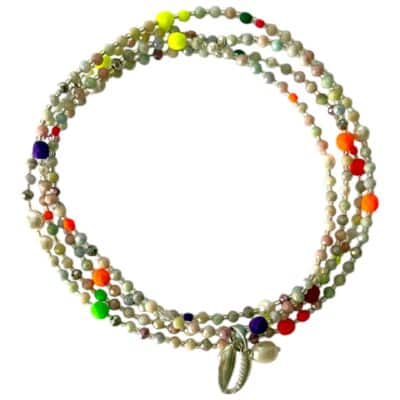 MUSTER Miyuki Extra Longkette Grey Pastell Opaque aus Glasschliffperlen mit Neon und weißen Perlen Highlights