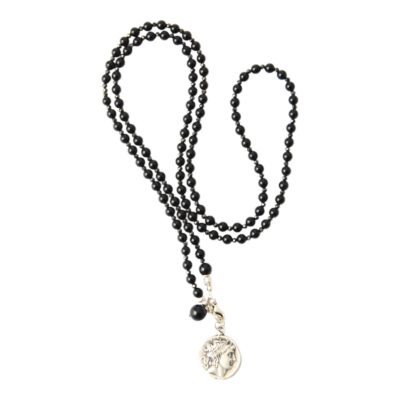 Schwarze Onyx Halskette "Chleo"  Schmuckstück mit Münze Coin