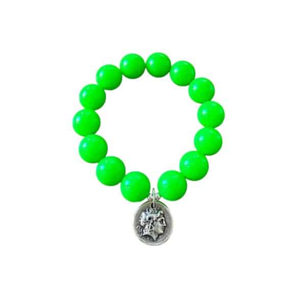 Elastisches Bead Armband Neon Grün 2 Designs