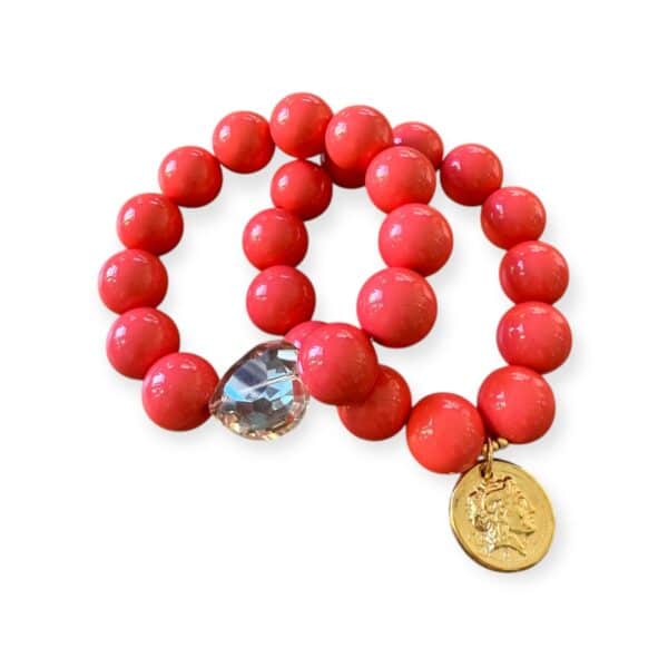 Elastisches Bead Armband KORALLROT 5 Designs Stone Coral