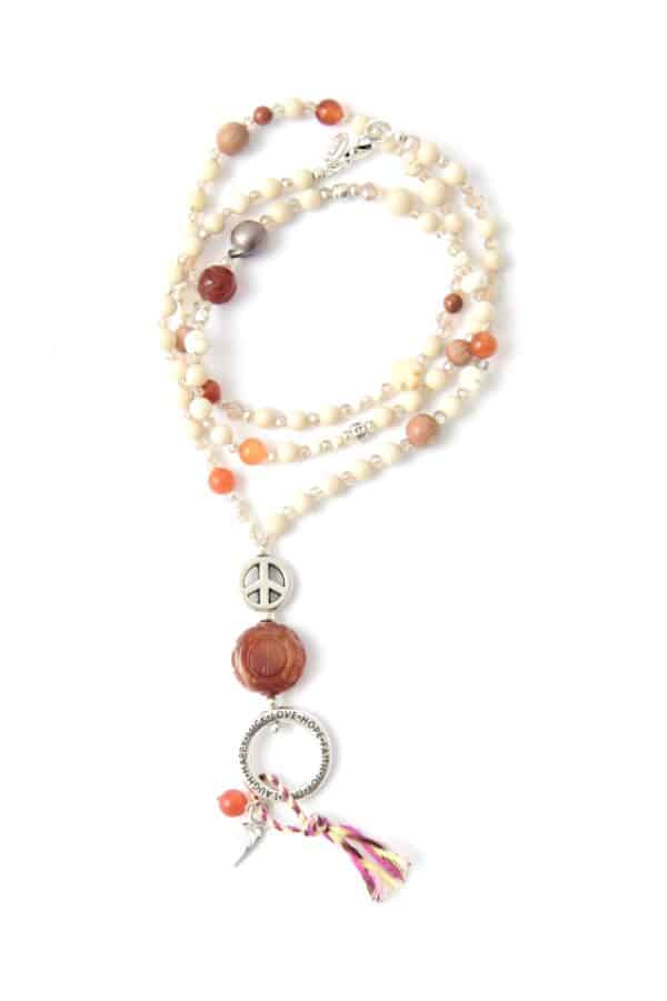 Bettelkette Karneol und Jaspis Beige Braun – Bild 2