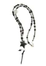 Schwarze Bettelkette mit Horn und Onyx – Bild 3