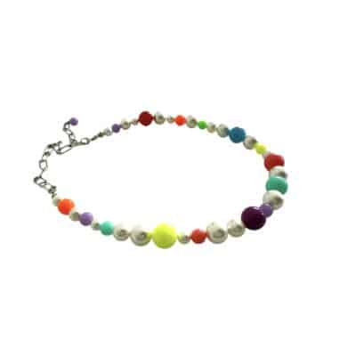 2 TEILE MUSTER SET Armband und Kette leuchtende Perlen und weiße Muschelkernperlen – Bild 3
