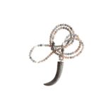 UNIKATSCHMUCK - Echte Rosa Graue Mondsteinkette Lebensbaum mit Zahn aus Leder, Rosa Grau Taupe – Bild 7