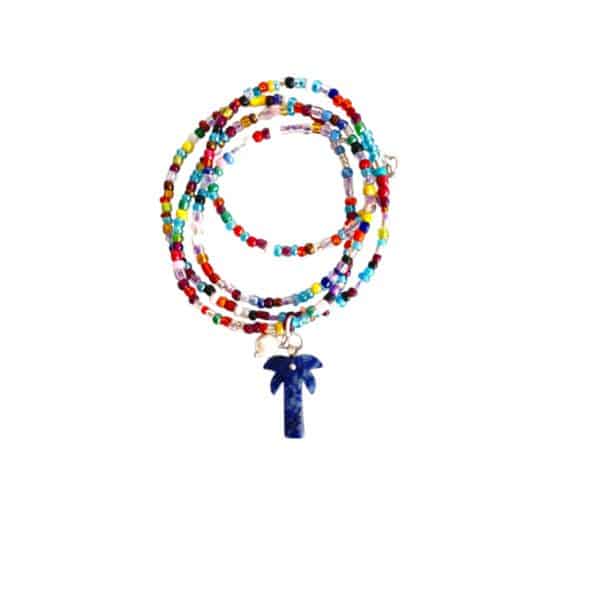 MUSTER Blaue Variante, Sommer Must Have Halskette mit Edelstein Palme – Bild 4