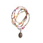 MUSTER Lange Bettelkette aus Perlmutt ✪ Blume Hand Auge ✪ Versilbertes Buddha Amulette