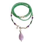 MUSTER Feine Edelsteinkette mit 925er Silber, Amethyst und grünem Aventurin – Bild 3