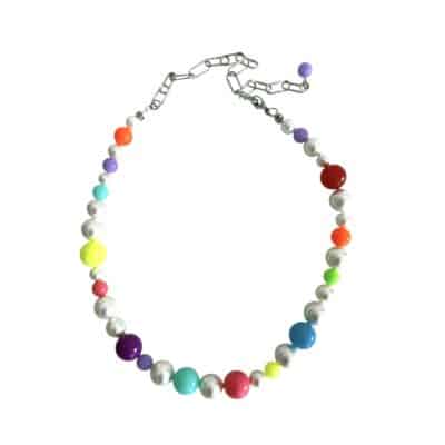 2 TEILE MUSTER SET Armband und Kette leuchtende Perlen und weiße Muschelkernperlen