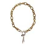 MUSTER Statement Kette Barockperle Grau und Weiß große Glieder Gold Toggle Verschluss