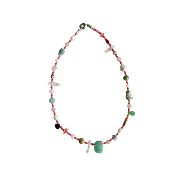 MUSTER Ausgefallene Chrysopras Kurzkette mit Bergkristall und Amethyst