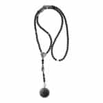 MUSTER schwarze Onyx Y-Bettelkette aus Kugeln