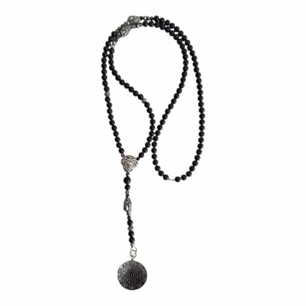 MUSTER schwarze Onyx Y-Bettelkette aus Kugeln